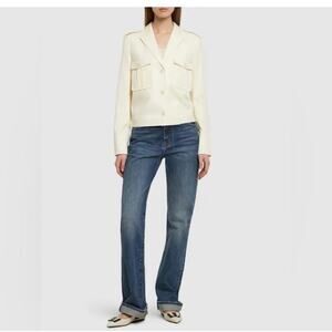 Theory Women's Boxy Military Jacket, Ivory size 6 retail $595.00 (New)